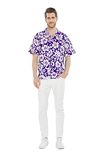Image of Matchable Couple Hawaiian Luau Men Shirt or Women Tank Dress in Classic Vintage Hibiscus