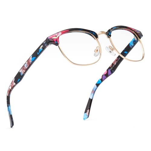 Image of Cyxus Blue Light Glasses for Women Men Retro Semi Rimless Browline Blue Light Glasses for Computer Eye Strain Gaming Glasses Anti Harmful Blue Light 8056T15