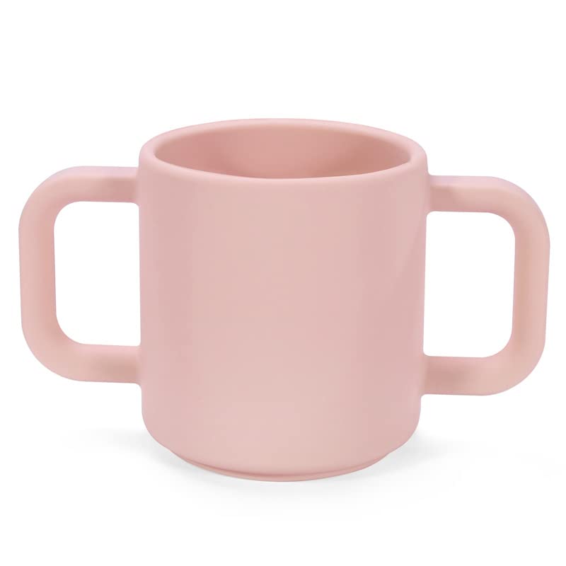 Coos N Babbles Silicone Open Cup for Babies 1-2 Years | Training Cup for Kids for Milk | Baby Water Sipper | 180 ml Sippy Cup with Handles for Toddlers (Dark Pink)-image-1