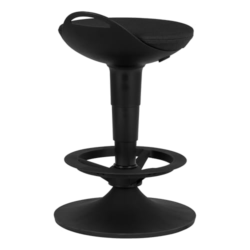 Image of Adjustable-Height Padded Lab Stool - Black