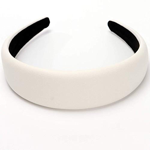 Loneedy 1.7 Inch Leather Hard Headband Wide Headband Padded Headband Hairband For Women (White) #TOP1