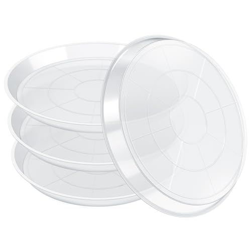 FUIJOL 4 Pack Clear Plant Saucer 20 Inch Durable Plant Drip Trays Saucers for Pots No Holes Water Catcher Trays for Indoor Outdoor Planter Sturdy Base Plate(20 Clear)