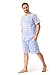 Produktbild DAVID ARCHY Herren 100% Baumwolle Schlafanzug Zweiteiliger Nachtwäsche Kurzarm Shirt und Hose mit Knopfleiste Taschen und Band Streifen Kariert