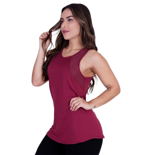 Kit 2 Regata Feminina Academia Blusa Fitness Viscolycra (M, Branco/ Rubro)