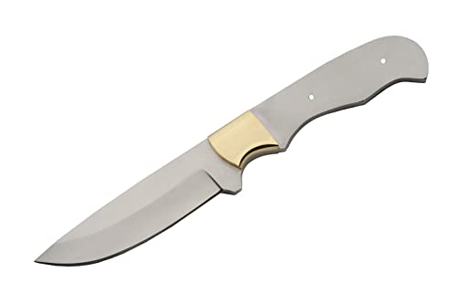 SZCO Supplies 8.25” Full Tang Straight Point Blade Blank Knife for Men - DIY Fixed Blade Knife with Sheath, Stainless Steel Blade Blank with Brass Bolster