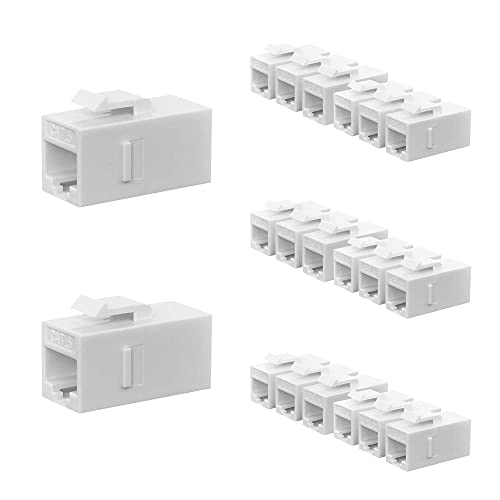 MAKINGTEC RJ45 CAT6 Keystone Coupler, 20 Pack Female to Female Plug-In Coupler, UTP CAT6 Keystone In-Line Coupler, White