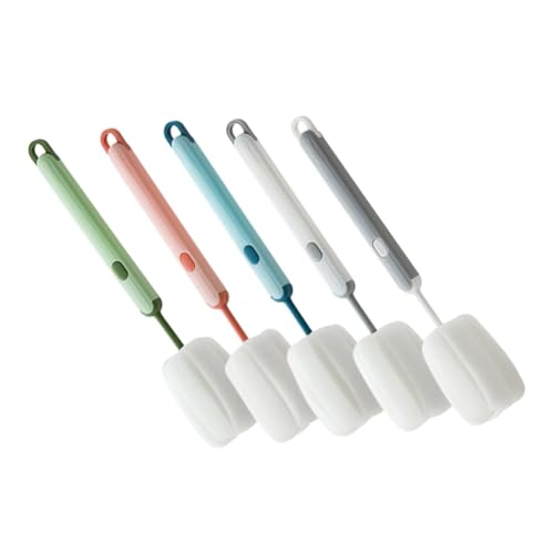 Unomor Gentle Pp Sponge Brush Set 5pc Bottle Cleaner for Water Bottle Milk Cup Scrubbing