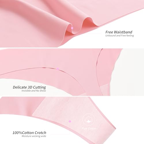 Image of DEANGELMON Seamless Thongs for Women No Show Thong Underwear Women Comfortable Multiple Pack