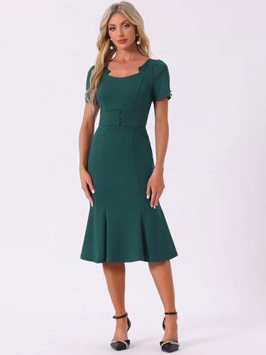 Image of Allegra K Vintage 50s Dress for Women's Retro Cocktail Work Mermaid Midi Dress
