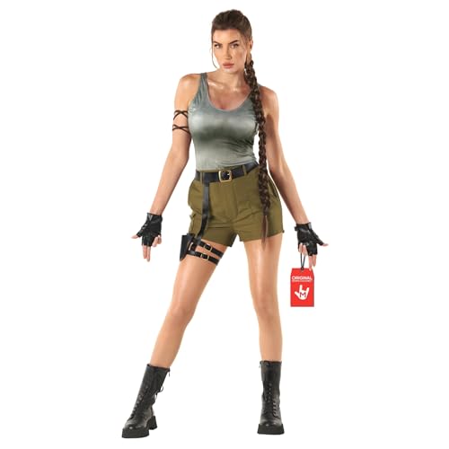 Morph Costume Archéologue Tombe Femme, Déguisement Halloween avec Holster et Accessoires, M
