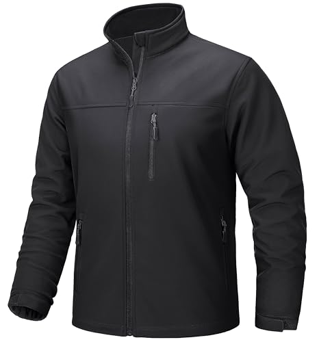 TACVASEN Mens Winter Jacket Lightweight Softshell Fleece Lined Coat Waterproof Windbreaker Rain Jacket Full Zip Tactical Outdoor Work