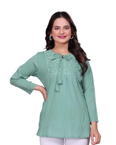 Image of Women's Tunics - Stylish & Comfortable Kurti for Women | Elegant 3 /4 Sleeve Designer Tunic Tops for Women | Indian Ethnic Short Kurti for Casual, Festive