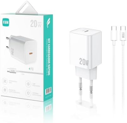 FAM Kit Carregador 20W GAN com Cabo Tipo C para Tipo C, 1 USB, Mo...