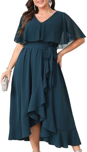 CICIDUDU Women Plus Size Long Formal Dress | Short Sleeve, Maxi, ...