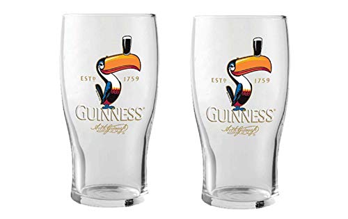 Guinness Toucan Tulip Pint Glasses (2 Pack) - Official Licensed Merchandise