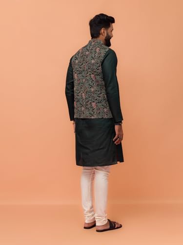 Image of KISAH Men's Jacket - Printed Cotton Blend - Indian Wedding Outfit for Men - Ideal for Weddings and Festivals