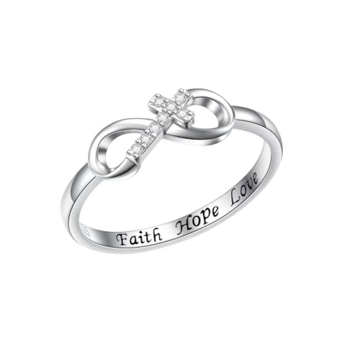 Bague Infini en Argent 925 Sterling - Anneau Éternel Minimaliste - Symbole d'Amour et d'Infini - Bijou Fine pour Femme/Couple (Size 10)