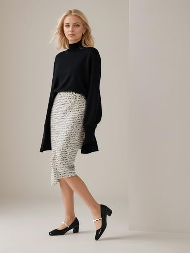 Dress Shoes for Women Comfortable Square Toe Low Block Heels Pearl Pumps4