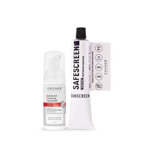 CHOSEN® Face Wash & Sunscreen Combo | Hydrating Foaming Cleanser + Moisturizing Sunscreen SPF 60 PA++++ | Broad Spectrum UV Protection | Daily Skin Care for All Skin Types-image-0