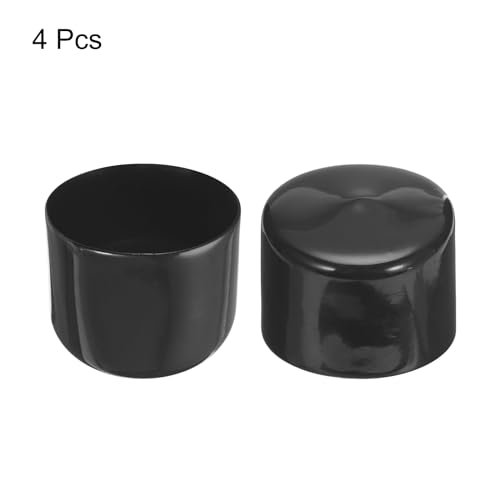 Image of uxcell 4pcs Rubber End Caps 59mm ID Vinyl Round End Cap Cover Screw Thread Protectors Black, 40mm Height