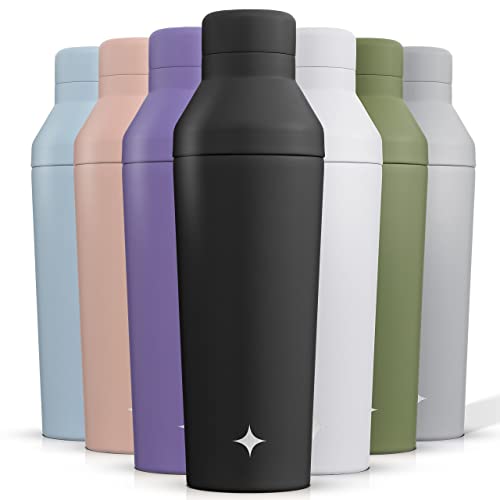 JoyJolt Triple Insulated Cocktail/Protein Shaker Bottle. 20oz Shaker Cup with Alcohol Measure Lid and Jigger Cap. 12hr Ice Cold Bottle for Protein Mixes, Shake or Smoothie, Metal Mixer by JoyJolt - Used condition - US$20.72