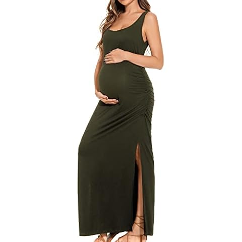 Smallshow Women's Long Maternity Dress with Split Sleeves Cover