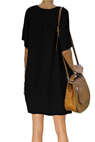 Women’s Casual Summer T Shirt Dress Elastic Loose Short Sleeve Dress with Pocket for Women3