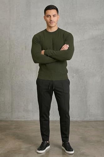 Image of Men's Polyester T-Shirt with Round Neck Long Sleeves Solid Pattern Regular Fit and Standard Length | Mans T Shirts for Casual