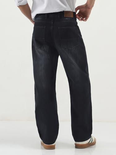 Image of Urbano Fashion Men's Loose Baggy Fit Washed Denim Jeans Non-Stretchable
