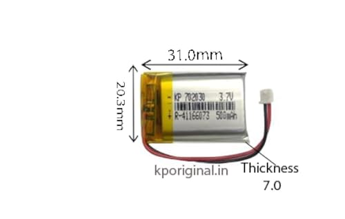 Image of KP 702030 3.7V 500mAh Rechargeable Battery with Connector for Drone, Toys, Gaming, Robotics bluetoorh Headset, Bluetooth Speaker 500 mAh