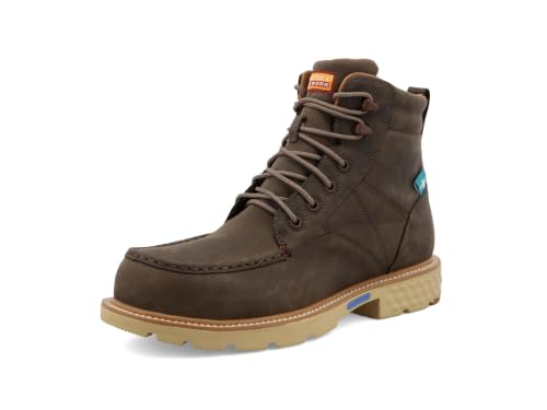 Image of Twisted X Men's 6 inch Work Boot, Moc Toe Nano Toe with CellStretch, Shitake, 7.5 M