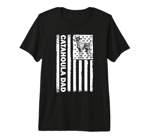 Mens American USA Flag 4th July Catahoula Leopard Dog Premium T-Shirt