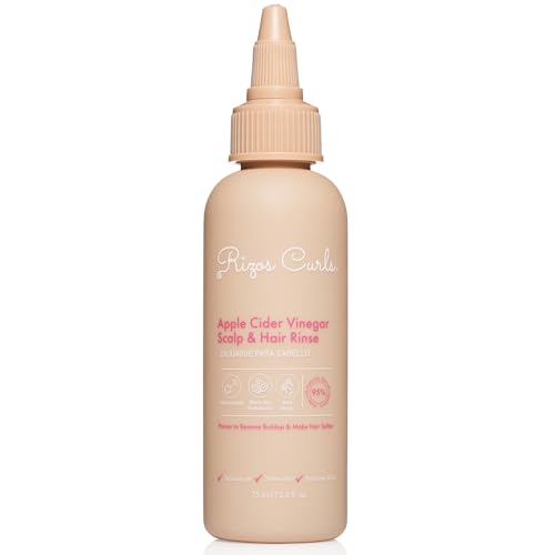 Rizos Curls Travel Apple Cider Vinegar Scalp & Hair Rinse Clarifies to Remove Product Buildup Balance Oils Revive Hair & Scalp Enhances Softness & Shine 2.5 oz
