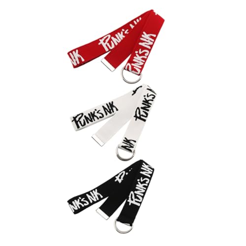 TOYANDONA 3 Cinturones de Lona para Mujer Doble Anilla Ajustables para Jeans y Pantalones Diseño Estampado y Resistentes y Flexibles para Uso Casual