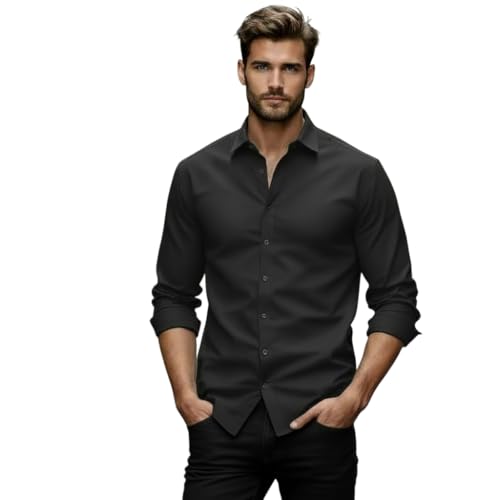 Image of Glowic Men's Plain Casual Shirt | Cotton Soft & Breathable Fabric | Full Sleeve Comfort Fit Stylish Solid Shirts for Office