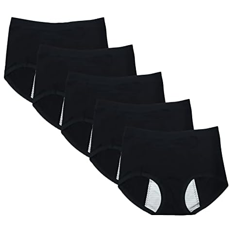 Sept.Filles Women's Underwear Invisibles Panties Cycles-Period Leakproof Packs of 5 (M(for Waistline26.25''~32.81''), Black) Cover