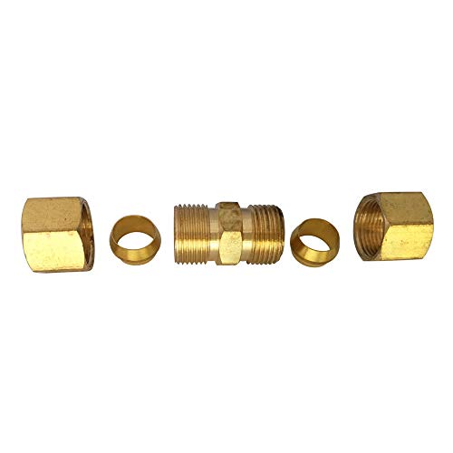 Brass Compression Tube Fitting, Union Assortment Kits, 1/4" 5/16" 3/8" 1/2" 5/8" Od (5Pcs) #TOP2