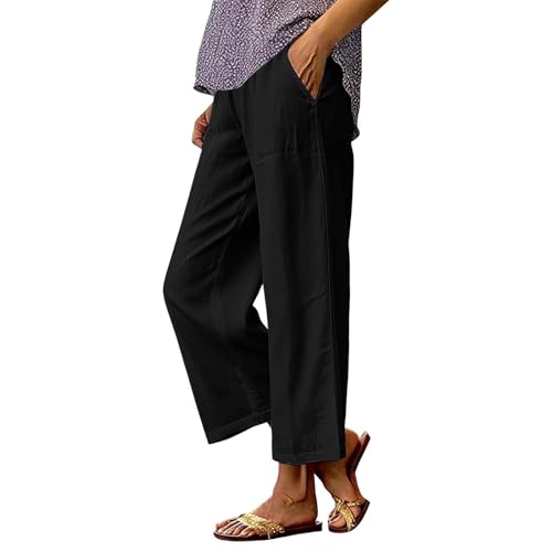 Pantalon lin large confortable coupe ample pour éviter la chaleur en été #f421