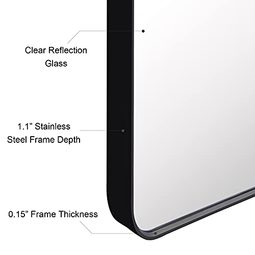 Wall Mirror 30X40 Inch Bathroom Mirror Wall-Mounted Mirror 40 X 30 Vanity Mirror For Vertical Or Horizontal Hanging Rectangle Modern Mirror With Black Frame #TOP2