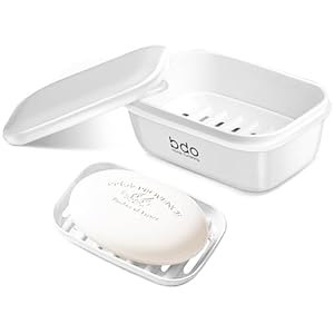 PEISAINOX Travel Soap Case, Leakproof Soap Container with Lid, Portable Bar Soap Holder for Traveling, Soap Dishe for Bathroom, Shower, Gym, School, Camping, Vacation, Outdoor (White)