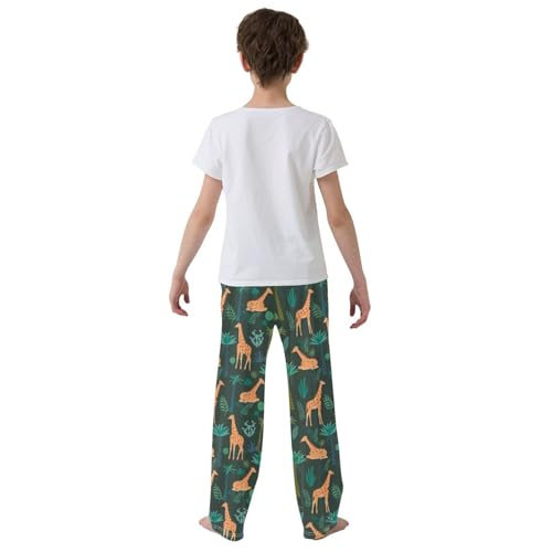 ZZXXB Giraffe Trees Boys Long Pants Soft Trousers Elastic Waist Kids Lounge Bottoms with Pockets S-XL3