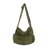 Sacs à bandoulière en toile noire pour homme et femme, grande capacité, style bohème, décontracté, pour le travail quotidien, durable, sac à bandoulière tendance 20L, vert, 35*14CM