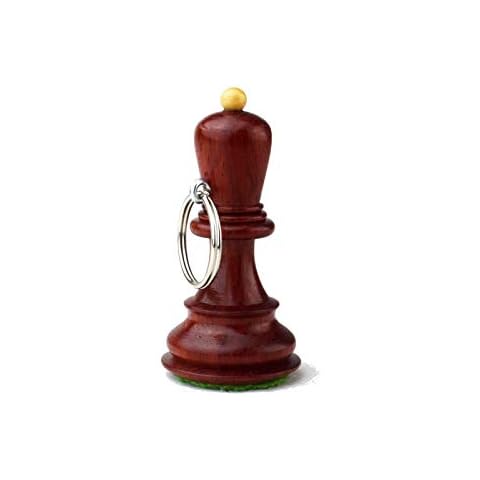 ROOGU Keychain Car House Ring real Chess piece Bishop Padauk Wood India Cover
