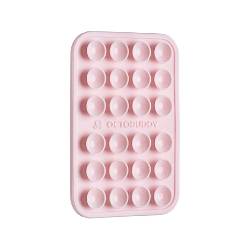 Image of OCTOBUDDY Classic - Silicone Suction Phone Case Adhesive Mount - Hands-Free, Strong Grip Holder for Selfies and Videos - iPhone and Android Compatible - 2.25″ x 3.25″, Chalk Pink