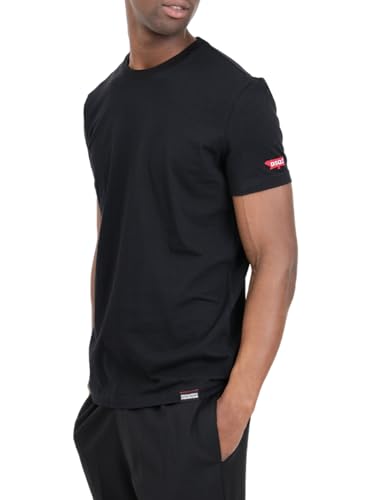 DSQUARED2 T-Shirt Nera da Uomo con Patch Logo in Rosso