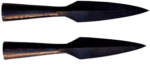 Longitud total de la punta de lanza forjada a mano 13 pulgadas (juego de 2 piezas) Cabeza de lanza forjada de acero de alto carbono