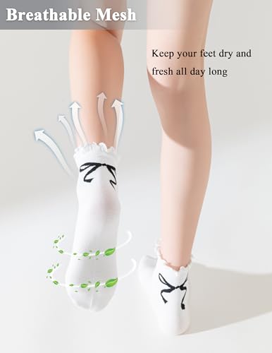 Image of Womens Ruffle Crew Socks Vintage Patterned Ankle Casual Fashion Dress Sock Cute Lettuce Floral Socks 5 /6 Pack