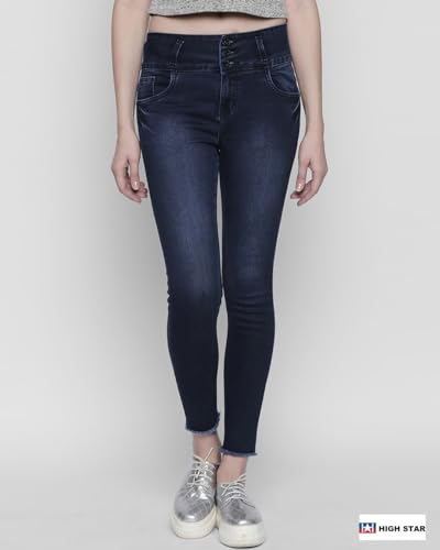 Jean ajusté extensible High Star taille haute en bleu W28