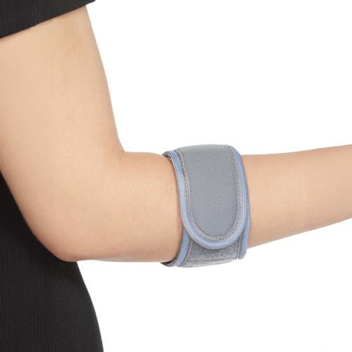 Image of Amazon Basics Tennis Elbow Support with Adjustable Strap | Targeted Compression for Elbow Comfort | Padded Design for Daily Use | Unisex