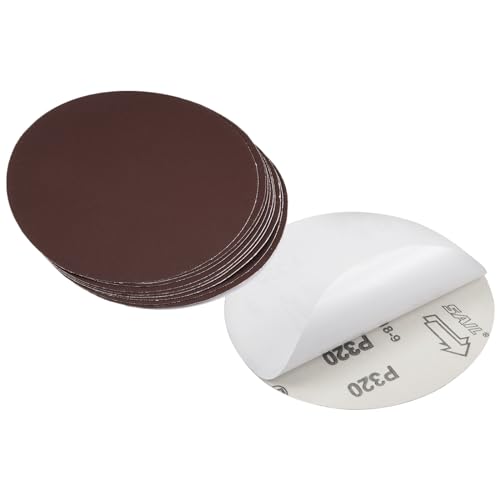 CoCud PSA Schleifscheiben, 6 Zoll Durchmesser, 320 Körnung, selbstklebendes Schleifpapier - (Anwendungen: für Holzbearbeitung und Metallbearbeitung), 10 Stück